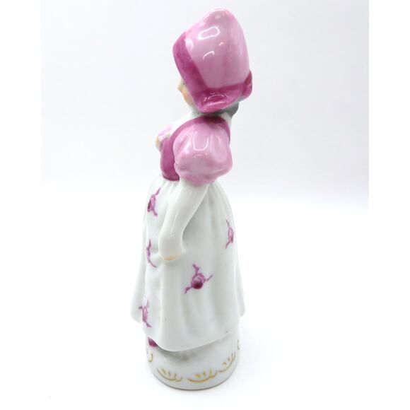 Vintage Japan Porcelain Girl Figurine Pink Bonnet Mid Century Glazed 5.5” Tall - Picture 5 of 11